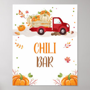 Póster Caída Calabaza Rojo Camión Chile Bar Sale Mesa Rót