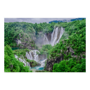Póster Caída de agua de los lagos Plitvice