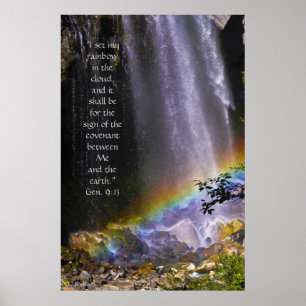 Póster Caída de Agua del Arcoiris con versículo sobre las
