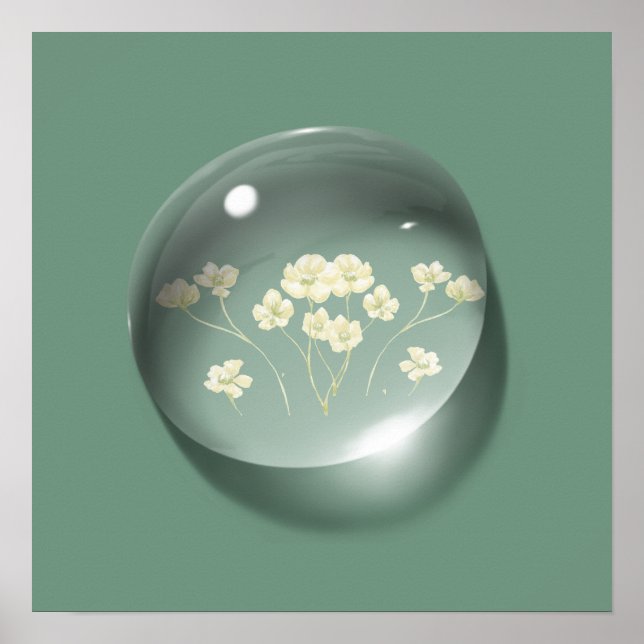 Póster Caída de agua floral moderna (Frente)