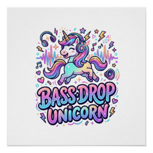 Póster Caída de bajo unicornio idea de regalo tipografía 