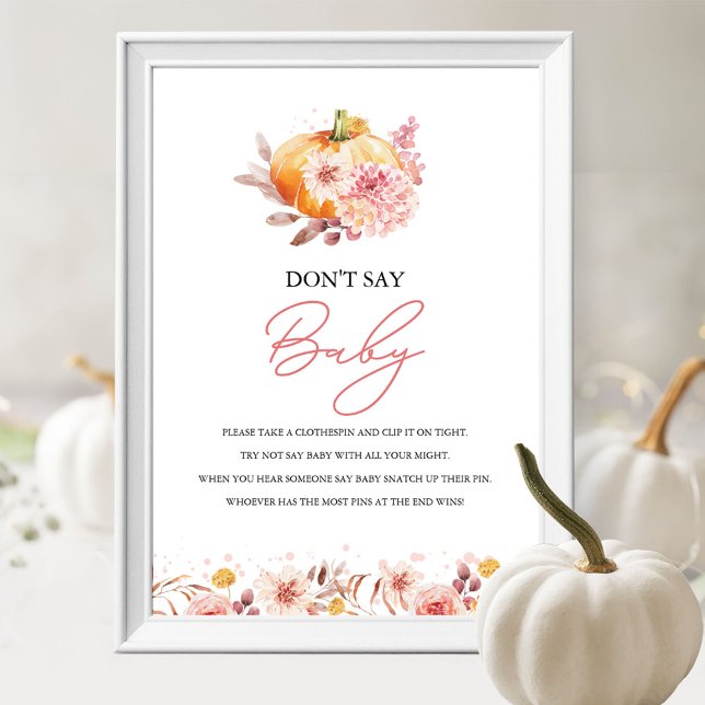 Póster Caída de calabaza Baby Shower no diga Rótulo de ju (Subido por el creador)