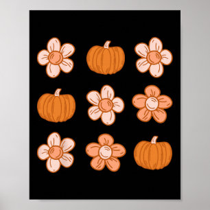 Póster Caída de Halloween en Retro Groovy Floral de calab
