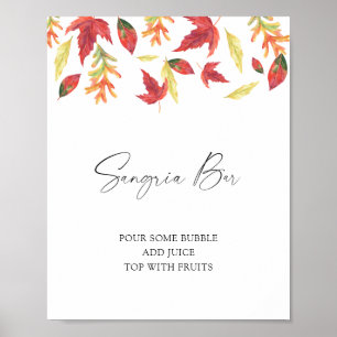 Póster Caída de hojas ducha de novia - sangria bar