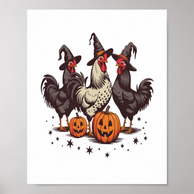Póster Caída de la Bruja de Pollo de Calabaza de Hallowee (Frente)