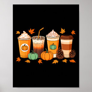 Póster Caída de la Calabaza de Acción de Gracias Sce Café