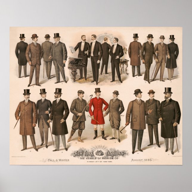 Póster Caída de la moda masculina e invierno de 1895 (Frente)