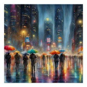 Póster Caída de las lluvias en el centro