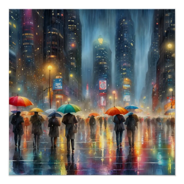 Póster Caída de las lluvias en el centro (Anverso)