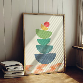 Póster Caída del abstracto naranja a mediados de siglo