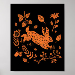 Póster Caída del Conejo Cottagecore de liebre salvaje Acc