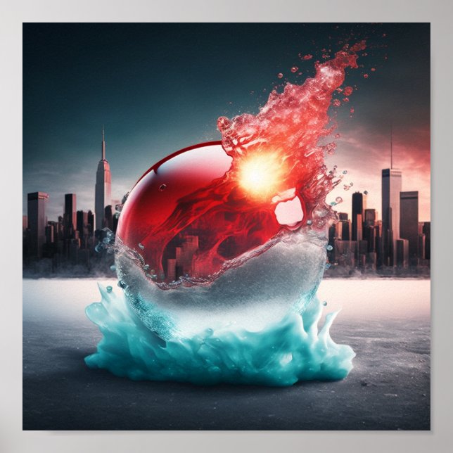 Póster Caída del Fuego Rojo (Frente)