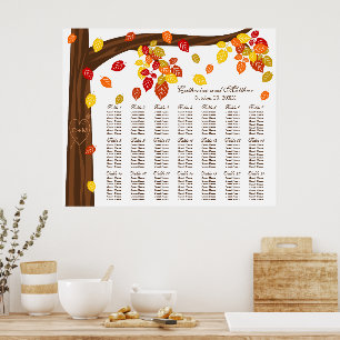 Póster Caída del otoño deja una tabla de asientos Boda