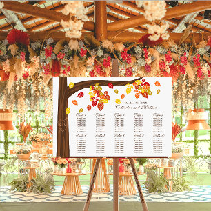 Póster Caída del otoño deja una tabla de asientos Boda