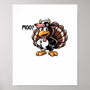 Póster Caída divertida de Thanksgiv de la cabeza de vaca 