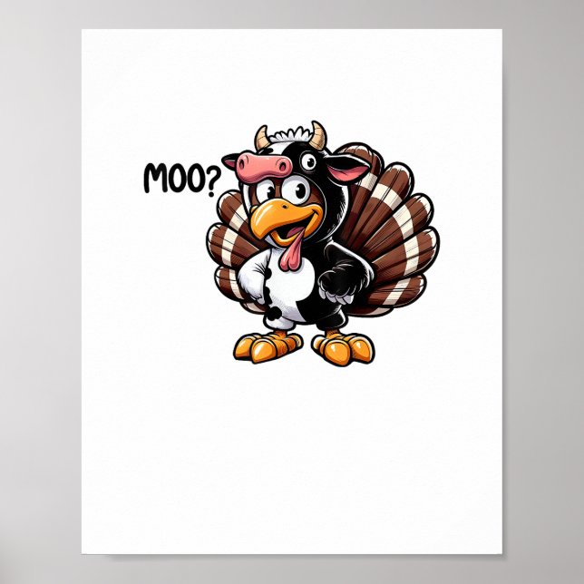 Póster Caída divertida de Thanksgiv de la cabeza de vaca  (Frente)
