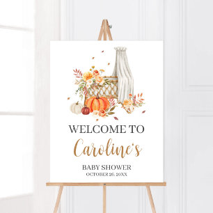 Póster Caída en Amor Naranja Calabaza Bienvenida Baby Sho