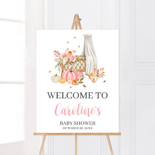 Póster Caída En El Amor Calabaza Rosa Bienvenido Baby Sho