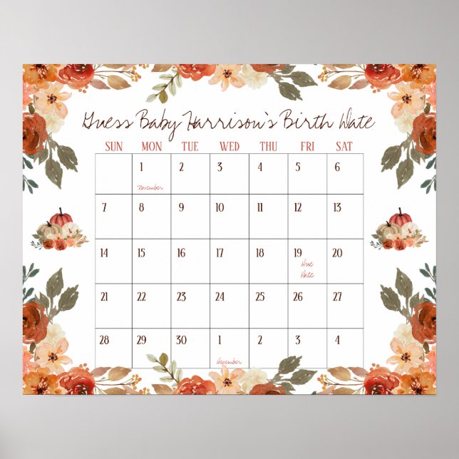 Póster Caída enamorada, Baby Shower supongo que la fecha  (Frente)