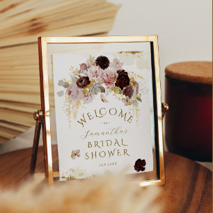 Póster Caída Flor Floral Oro Floral Ducha de novia