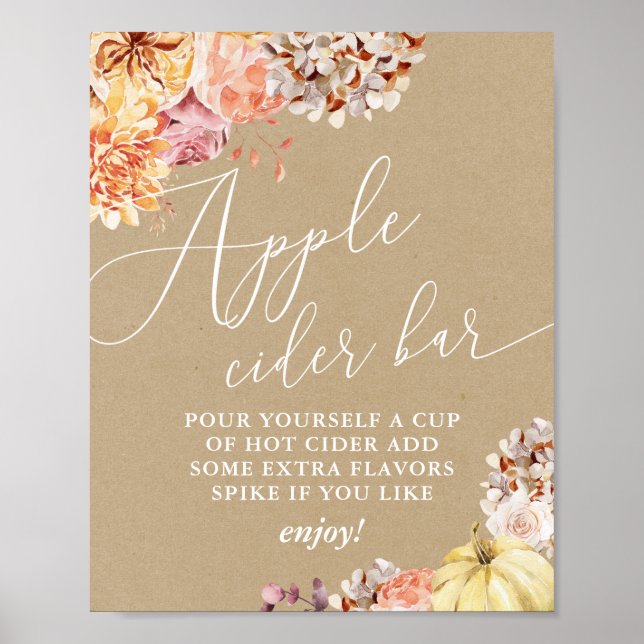 Póster Caída Floral Bridal Ducha Apple Cider Rótulo (Frente)