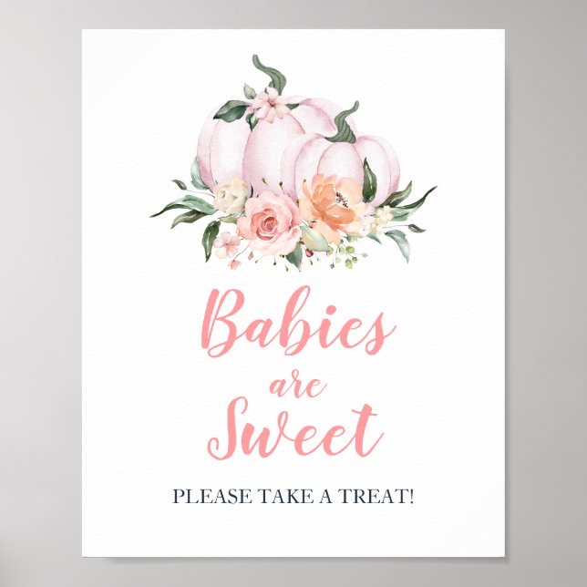 Póster Caída Floral Pequeña Calabaza Los bebés son dulces (Frente)
