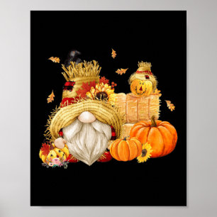 Póster Caída Gnome Scarecrow Gnome Caída Halloween Thanks