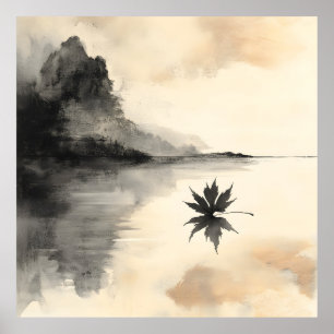 Póster Caída minimalista del atardecer en otoño tranquila