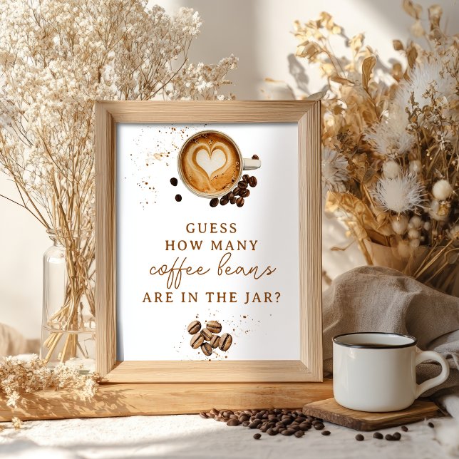 Póster Caída Moderna Cuántos cafés son Baby Shower (Modern Fall How many Coffee Beans Baby Shower Poster)