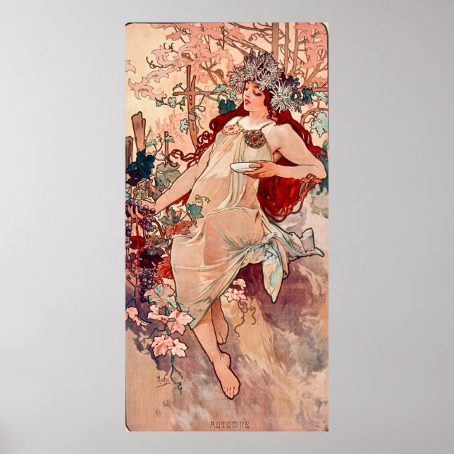 Póster Caída por Alfons Mucha (Frente)