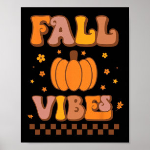 Póster Caída Vibes Vintage Groovy Temporada Otoño Más Ret