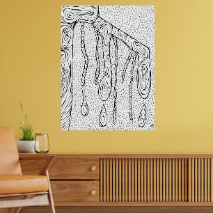 Póster "Caídas de árbol" Dibujo de líneas Resumen Imprimi