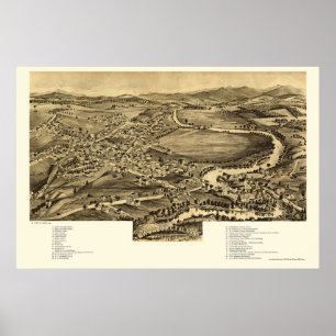 Póster Caídas de Enosburg, mapa panorámico del VT - 1892