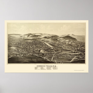 Póster Caídas de Hoosick, mapa panorámico de NY - 1889