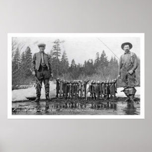 Póster Caídas de Klamath de la pesca, vintage de Oregon