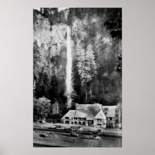Póster Caídas de Multnomah y fotografía de la casa de