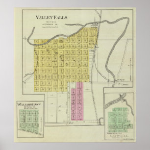 Póster Caídas, Williamstown, y Lowell del valle, Kansas