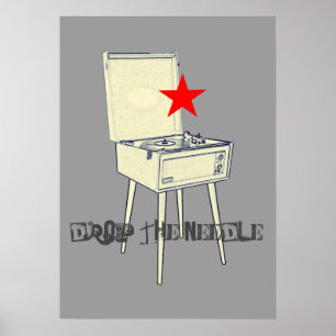 Póster Caiga el poster gris retro de la aguja
