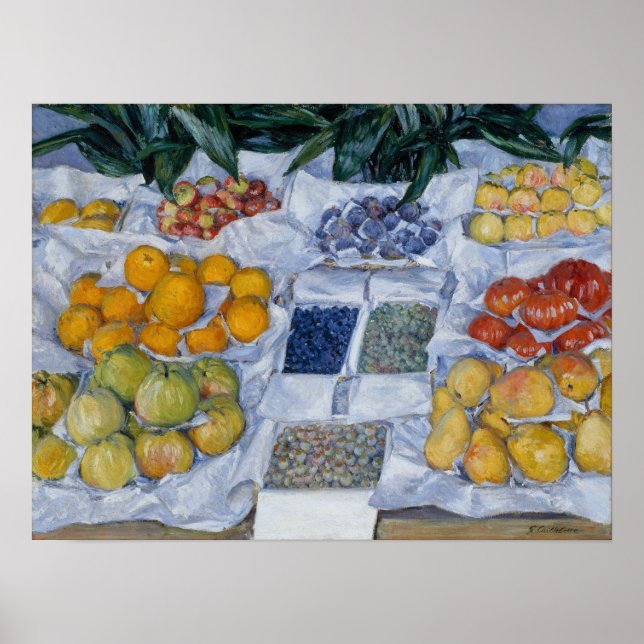 Póster Caillebotte - Fruta mostrada en un soporte (Frente)