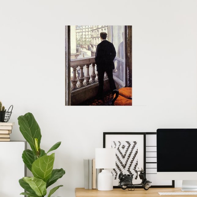 Póster Caillebotte - Joven en su ventana (Oficina en casa)