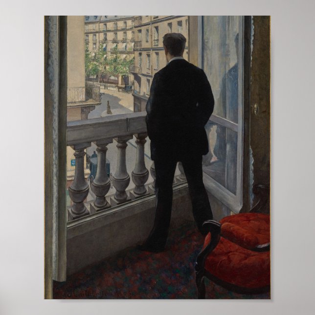 Póster Caillebotte - Joven en su ventana (1876) (Frente)
