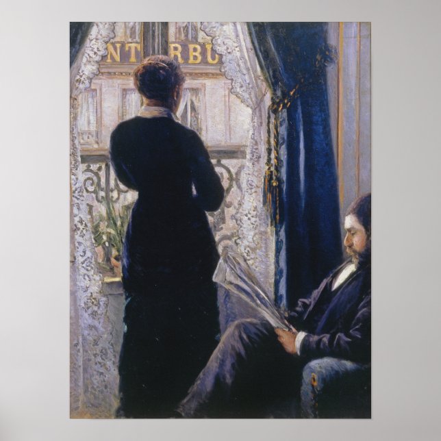 Póster Caillebotte - Mujer Interior En La Ventana (Frente)