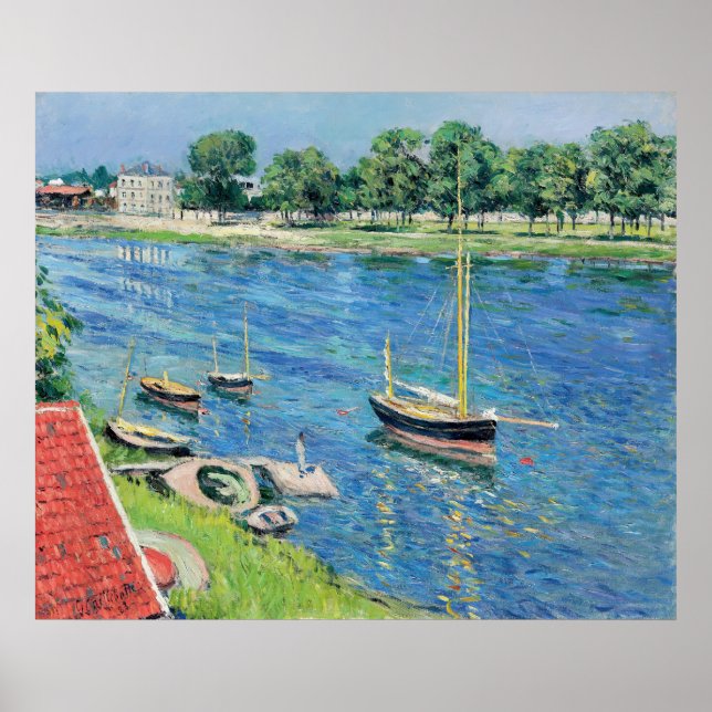 Póster Caillebotte - Sena en Argenteuil, Barcos de ancla (Frente)