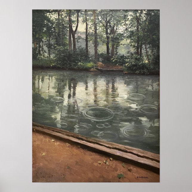 Póster Caillebotte - Yerres Lluvia (Frente)
