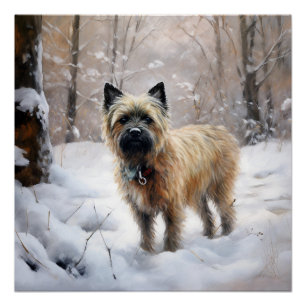 Póster Cairn Terrier deja que nieve Navidades