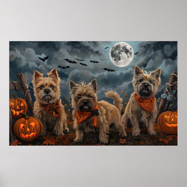 Póster Cairn Terrier Halloween Spooky (Frente)