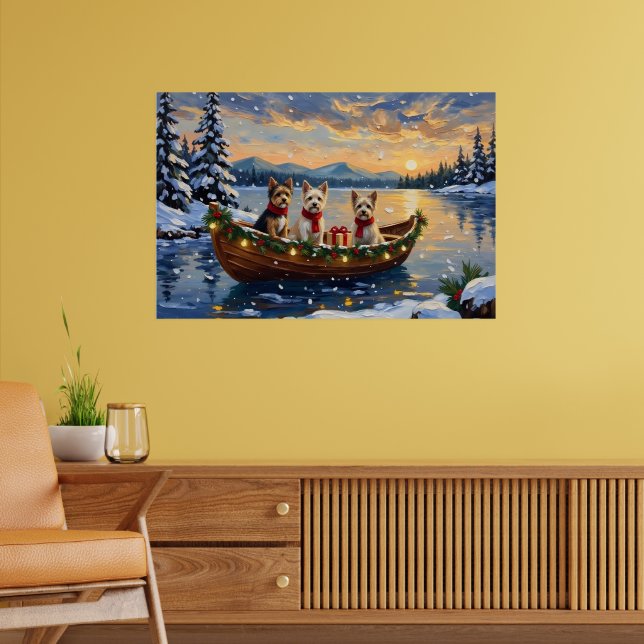 Póster Cairn Terrier Navidad Barco Fiesta (Salón 2)