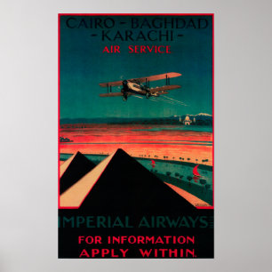 Póster Cairo - Bagdad - Karachi Air Vintage Poster