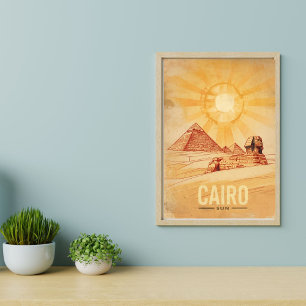 Póster Cairo Viajes - Pirámides Desierto Vintage