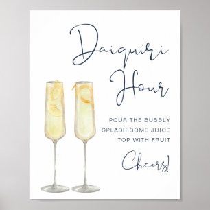 Póster CAITLIN Azul Marino Moderno Bridal Daiquiri Hour